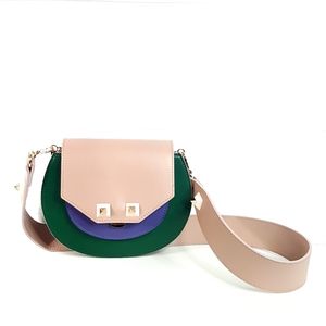 Salar Milano Leather Shoulder Saddle Bag Multicolor Italian Leather Handbag